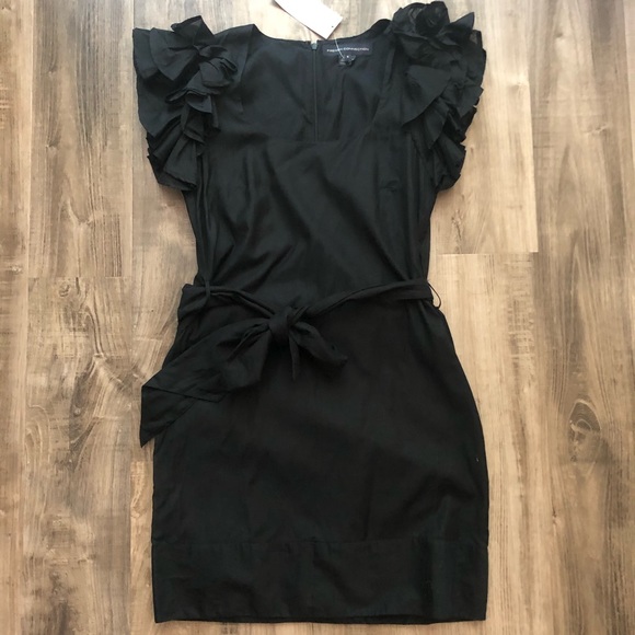 French Connection Dresses & Skirts - NEW French Connection black candy stripe fril slv